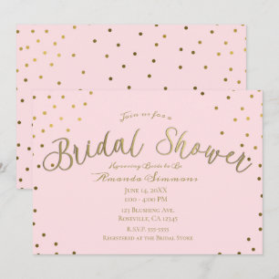 Invitation Fête de mariage Gold & Pink Blush Modern Glam