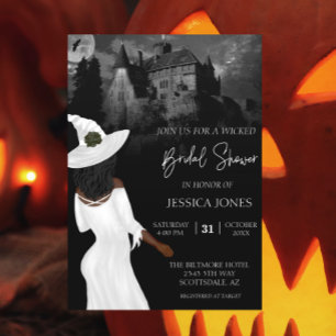 Invitation Fête de mariage Halloween Afro-Américaine