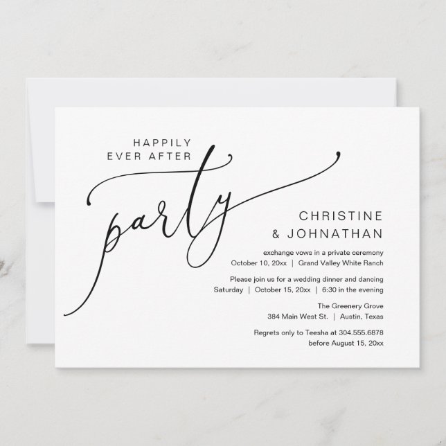 Invitation Fête de Mariage Happily Ever After, Dîner de Maria (Devant)