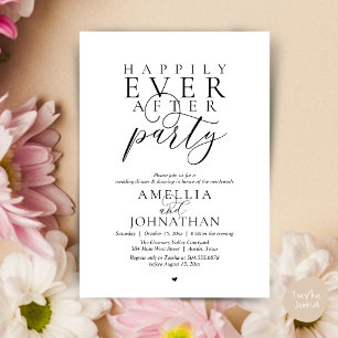 Invitation Fête de Mariage "Heureux à Tout Jamais" Dîner de F