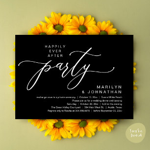 Invitation Fête de Mariage "Heureux à Tout Jamais" Dîner de F