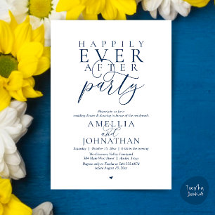 Invitation Fête de Mariage "Heureux à Tout Jamais" Dîner de M