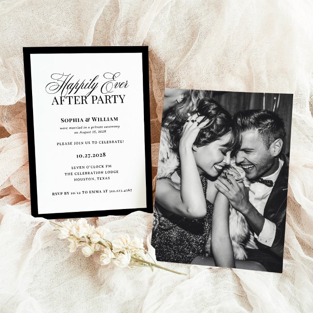 Invitation Fête de Mariage Heureux à Tout Jamais | Réception  (Créateur téléchargé)