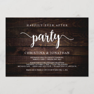 Invitation Fête de Mariage heureux pour toujours, Bois rustiq