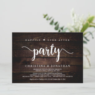 Invitation Fête de Mariage heureux pour toujours, Bois rustiq