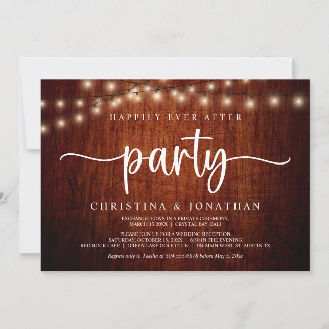 Invitation Fête de Mariage Heureux pour Toujours, Échange de  (Devant)