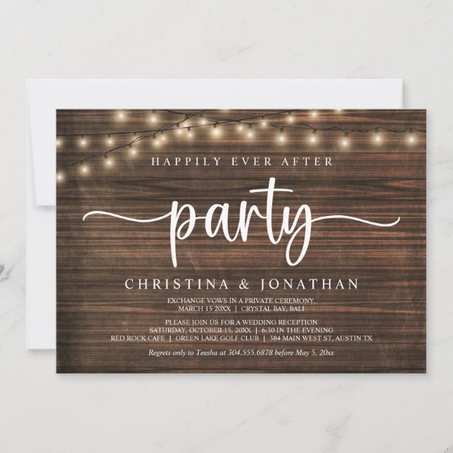 Invitation Fête de Mariage Heureux pour Toujours, Fuite amour (Devant)