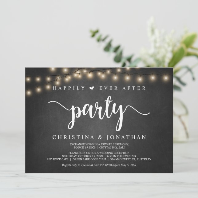 Invitation Fête de Mariage heureux pour toujours, thème rusti (Debout devant)