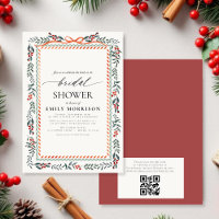 Fête de mariage hivernale avec code QR en aquarell