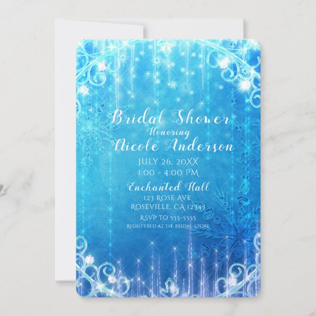 Invitation Fête de mariage hivernale avec glace scintillante  (Devant)