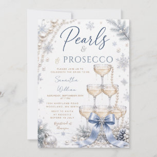 Invitation Fête de mariage hivernale perles & prosecco