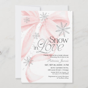 Invitation Fête de mariage hivernale Ruban Rose Neige en Amou