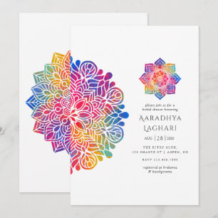 Invitation Fête de mariage indien Mandala Arc-en-ciel