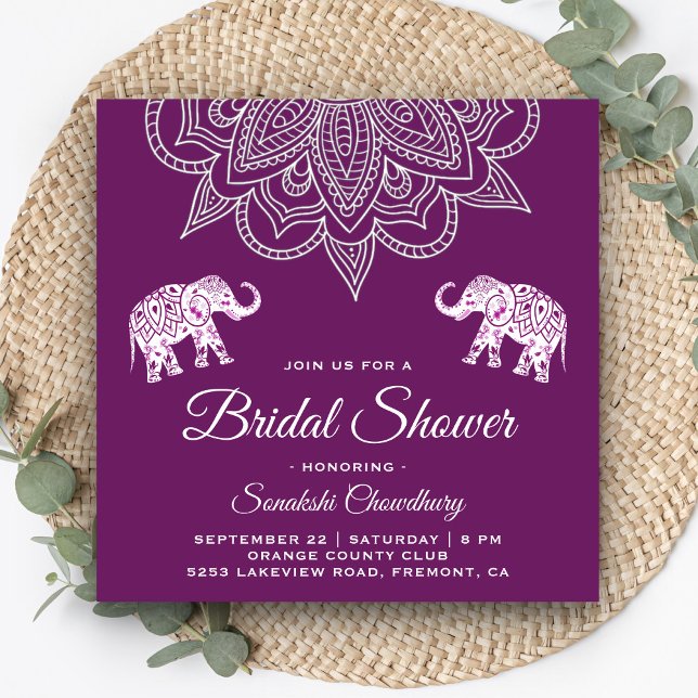 Invitation Fête de mariage indien Mandala Violet Élégant (Créateur téléchargé)