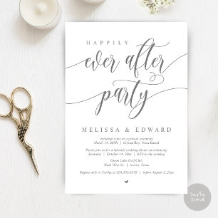 Invitation Fête de Mariage Intime Happily Ever After, Gris Fo