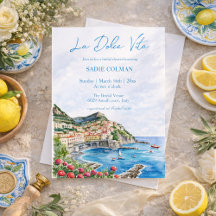 Fête de mariage italien La Dolce Vita aquarelle 