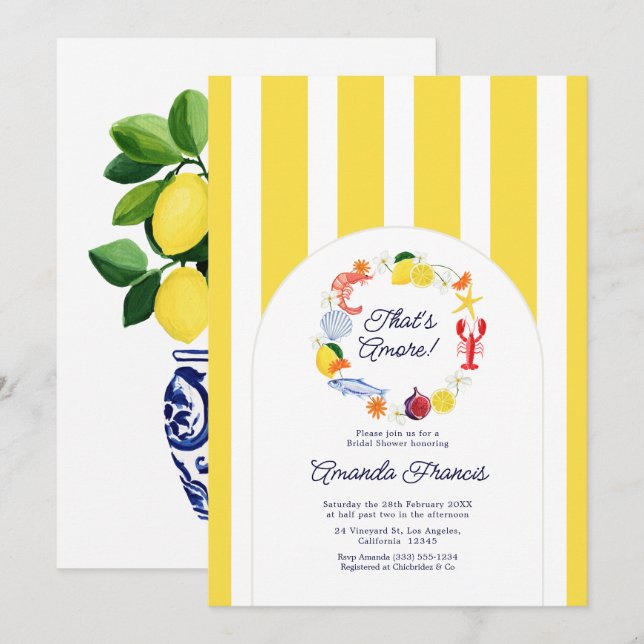 Invitation Fête de mariage italienne côtière pour la générati (Devant / Derrière)