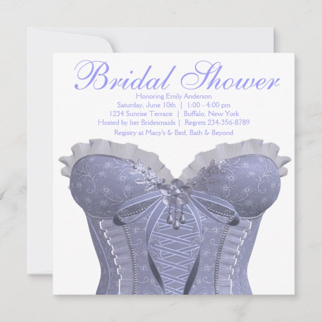 Invitation Fête de mariage Lavande Corset Violet (Devant)
