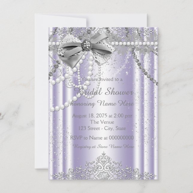 Invitation Fête de mariage Lavande et Perle Grise (Devant)