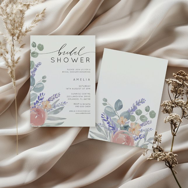 Invitation Fête de mariage Lavande & Eucalyptus Aquarelle  (Créateur téléchargé)