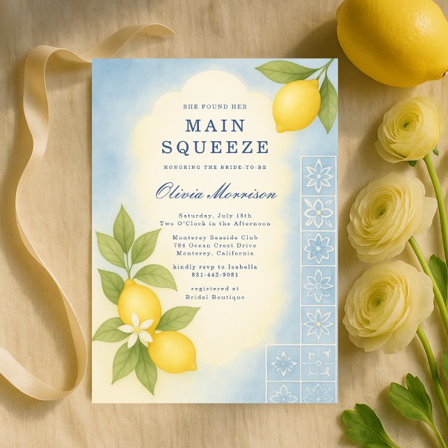 Invitation Fête de mariage Lemon Mediterranean Main Squeeze (Créateur téléchargé)
