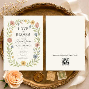 Invitation Fête de mariage Love In Bloom Floral QR Code