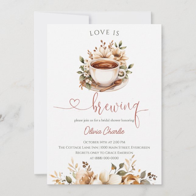 Invitation Fête de mariage Love is Brewing (Devant)