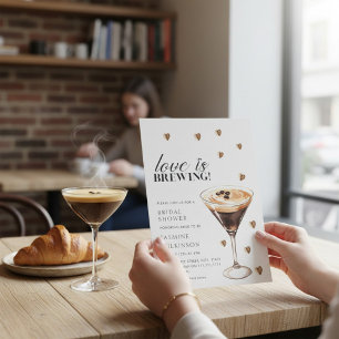 Invitation Fête de mariage Love is Brewing Coffee Cocktail 
