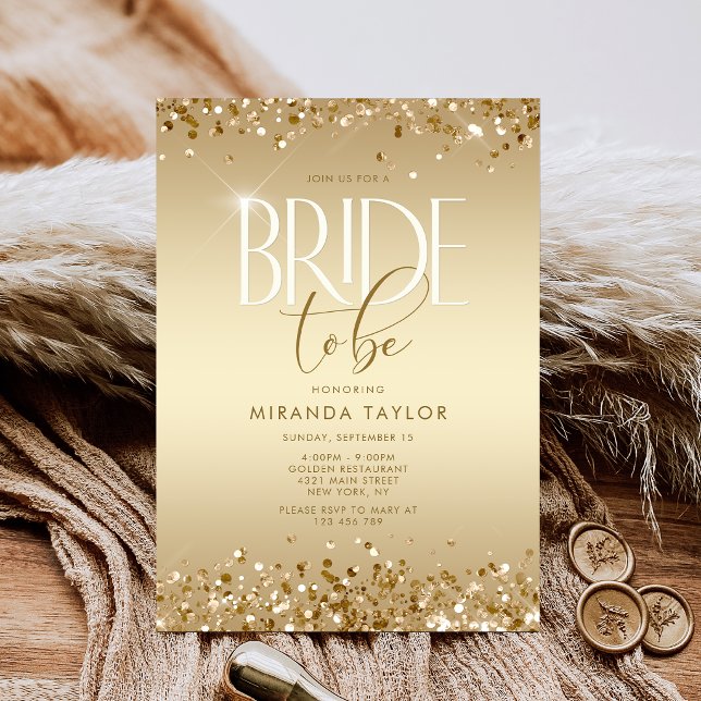 Invitation Fête de mariage Luxe Paillettes Dorées (Luxury Gold Glitter Bridal Shower Invitation)