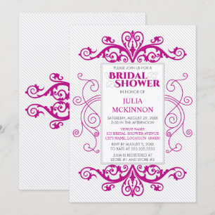 Invitation Fête de mariage Magenta Vintage Swirls