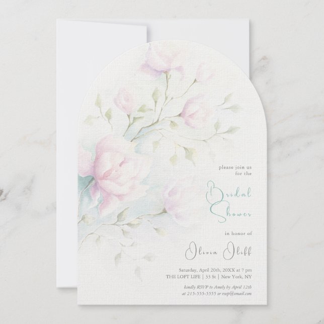 Invitation Fête de mariage Magnolia Rose (Devant)