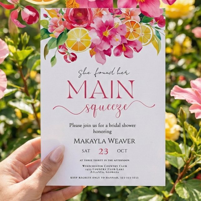 Invitation Fête de mariage Main Squeeze Citron Aquarelle (Créateur téléchargé)