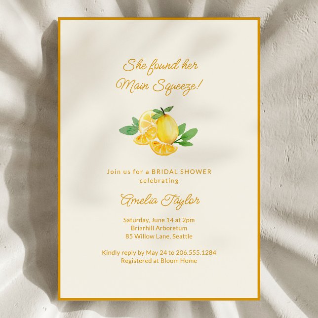 Invitation Fête de mariage Main Squeeze Citron Fruit Citrus (Créateur téléchargé)