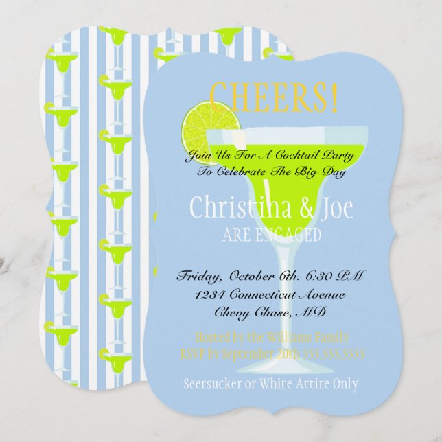 Invitation Fête de mariage Margarita & citrons verts Cocktail (Devant / Derrière)