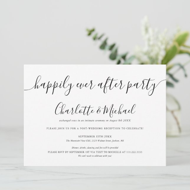 Invitation Fête de Mariage Mariés à tout jamais Élitement (Debout devant)