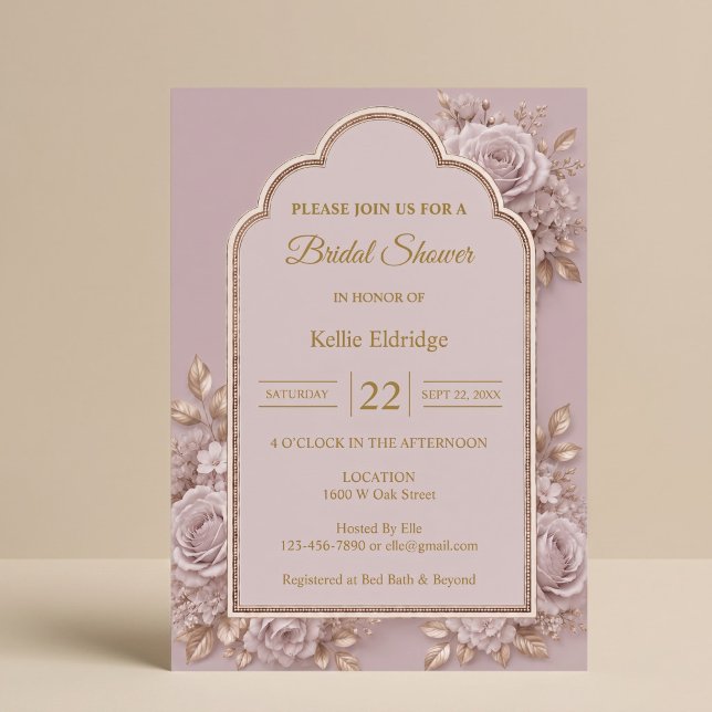 Invitation Fête de mariage Mauve Floral (Créateur téléchargé)