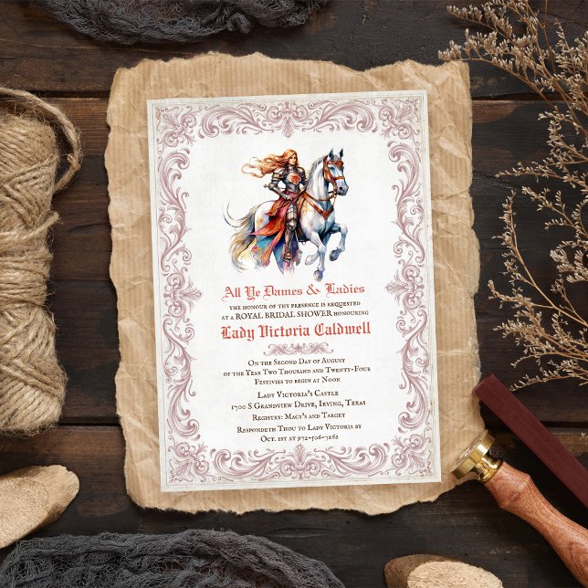 Invitation Fête de mariage médiéval Renaissance Chevalière (Créateur téléchargé)