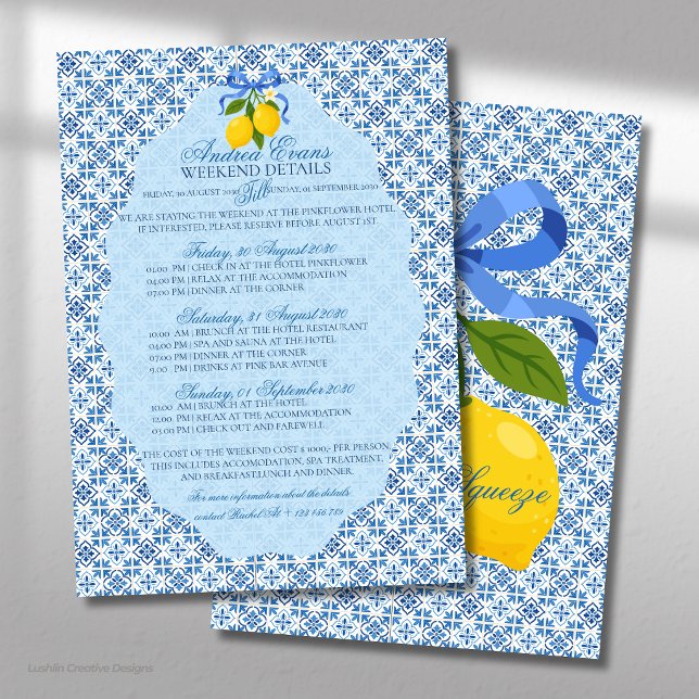 Invitation Fête de mariage méditerranéenne avec des citrons C (Créateur téléchargé)