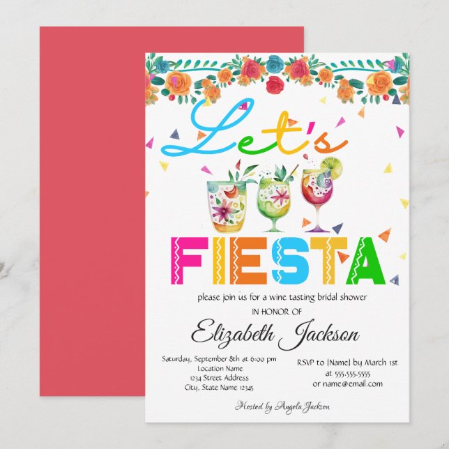 Invitation Fête de mariage Mexicaine Fiesta (Devant / Derrière)
