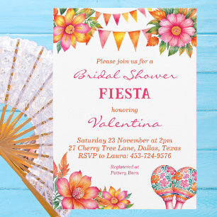 Invitation Fête de Mariage Mexicaine Florale Rose Colorée