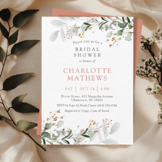 Invitation Fête de mariage minimaliste à l'aquarelle avec feu