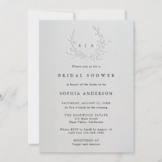 Invitation Fête de mariage minimaliste en coton avec gaufrage