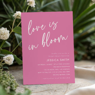 Invitation Fête de mariage minimaliste rose L'amour est en fl