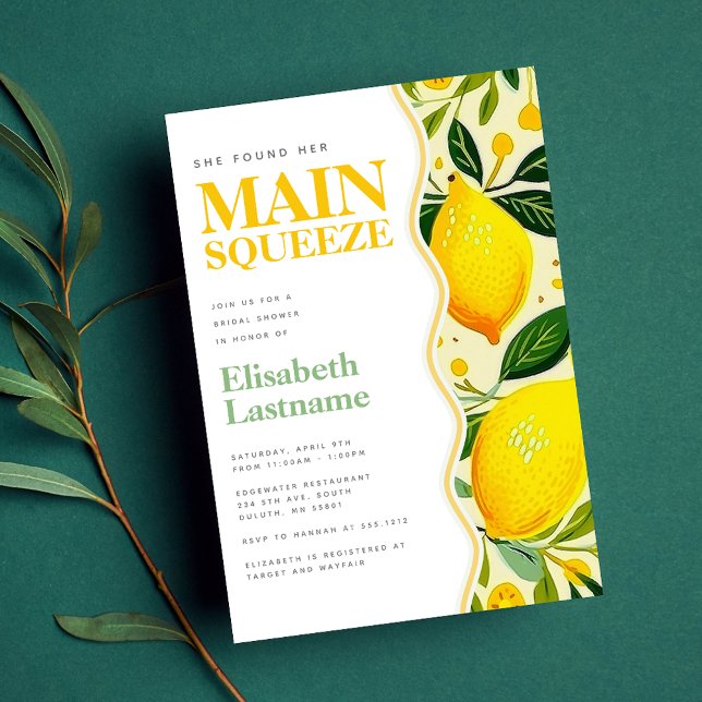 Invitation Fête de mariage Modern Lemon Main Squeeze (Créateur téléchargé)