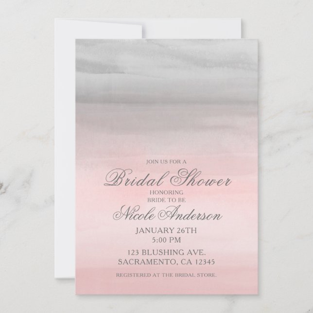 Invitation Fête de mariage moderne aquarelle rose-rougissant  (Devant)