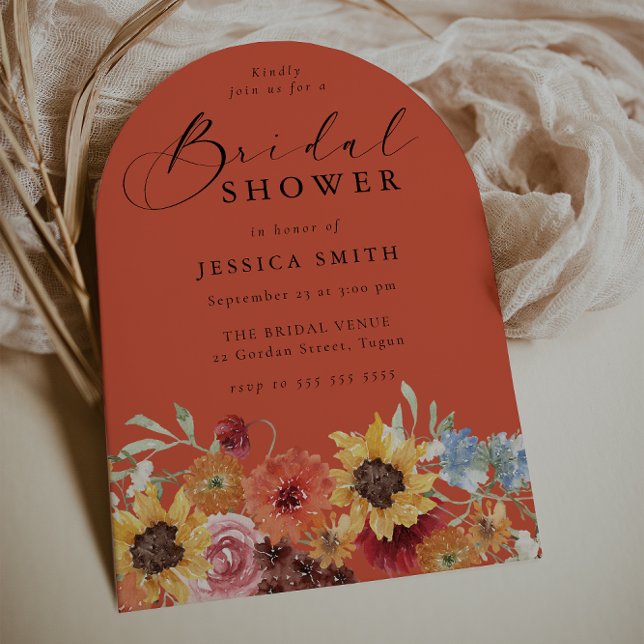Invitation Fête de mariage moderne avec arche florale vibrant (Créateur téléchargé)