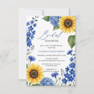 Invitation Fête de mariage moderne avec tournesols floraux bl