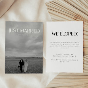 Invitation Fête de mariage moderne Black & White Photo Elopem