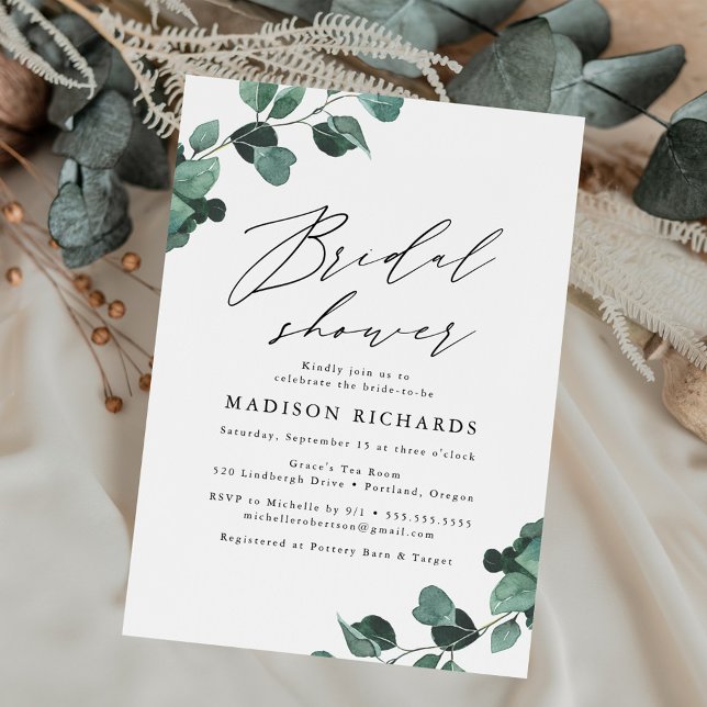 Invitation Fête de mariage Moderne Eucalyptus Verdure (Créateur téléchargé)