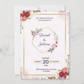 Invitation Fête de mariage moderne rose blanc